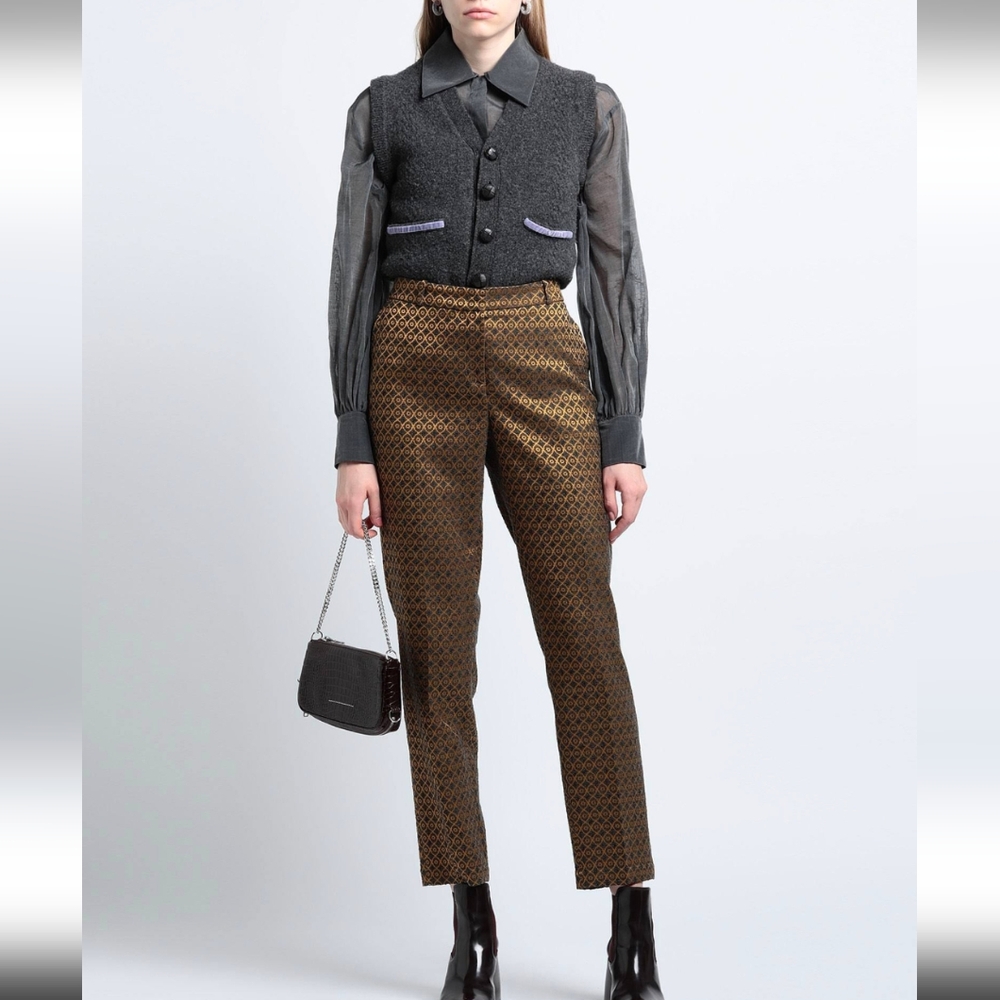 NWT Sz 26 black and bronze jacquard trousers - Picture 1 of 11